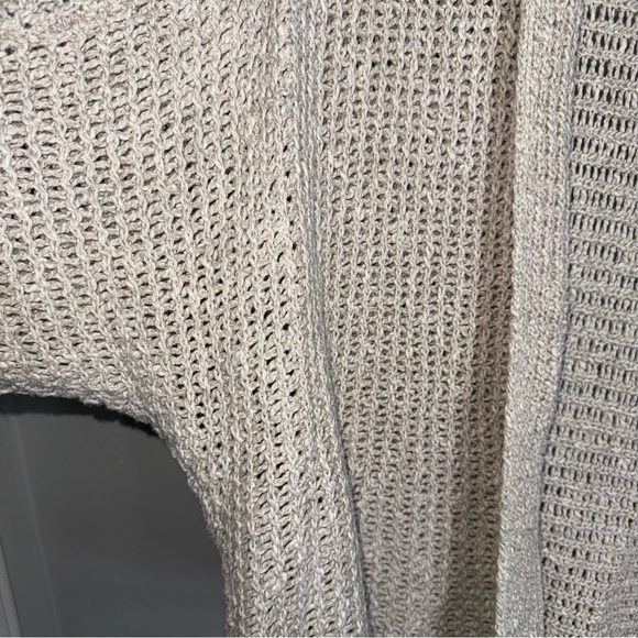 Eileen Fisher Loose Knit Open Front Cardigan Sweater-Tan-Cotton Linen-XL - Picture 4 of 8